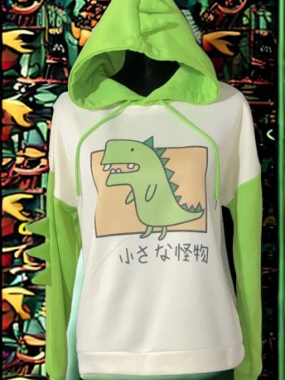 Green and Cream Dinosaur Hoodie